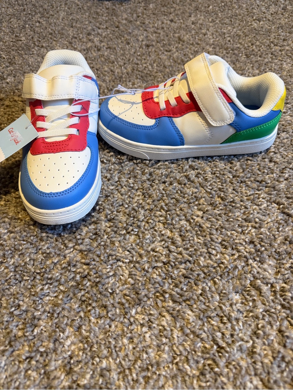Cat & Jack White Sneakers with Blue, Red, Green & Yellow Accents